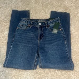 Dark High-Rise Straight Ankle Jeans